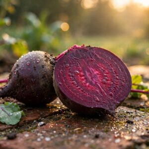 Home sliced beetroot golden hour